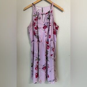 Maurices Lavender Floral Sleeveless Dress Keyhole Back Women’s Size L